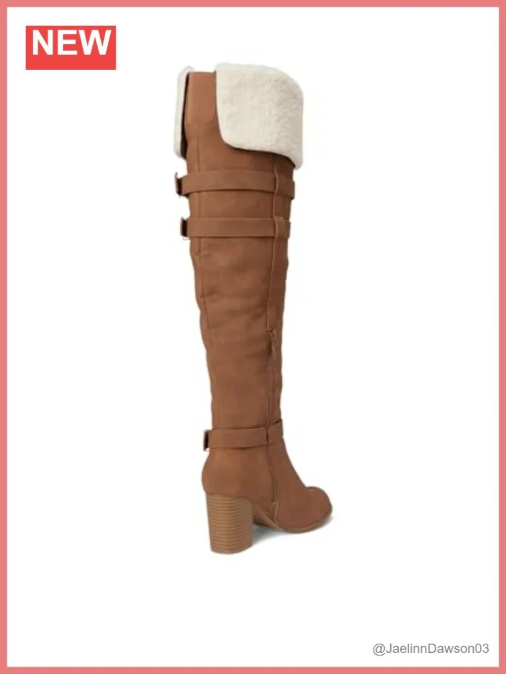 Over-the-Knee Boots Faux Fur Collar Block Heel Zip